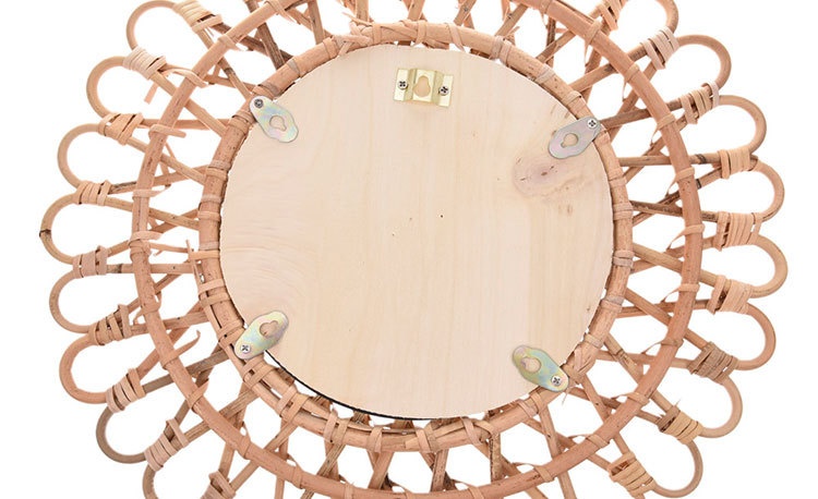 Boho Rattan Round Wall Mirror
