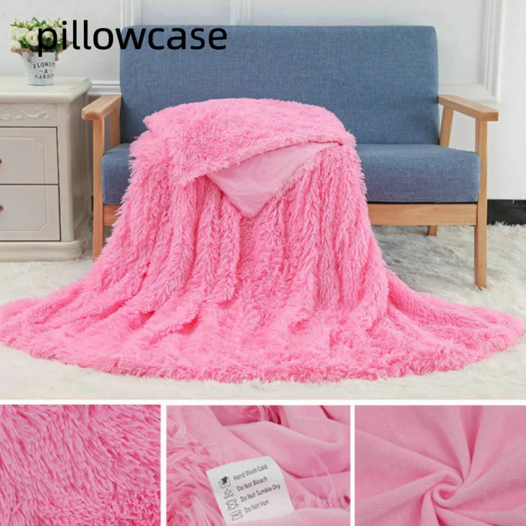 Plush Blanket Double-layer Blanket Multifunctional - Pink Pillowcase
