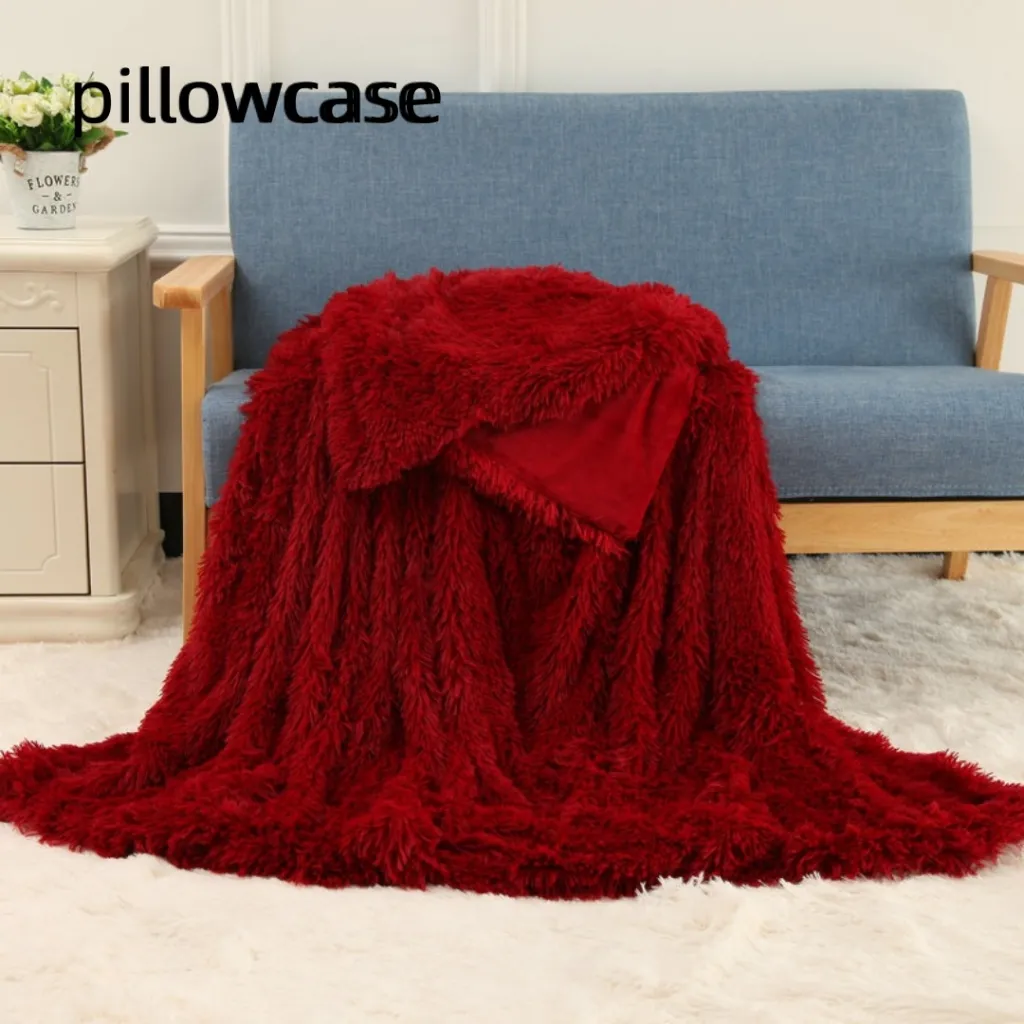 Plush Blanket Double-layer Blanket Multifunctional - Wine Pillowcase