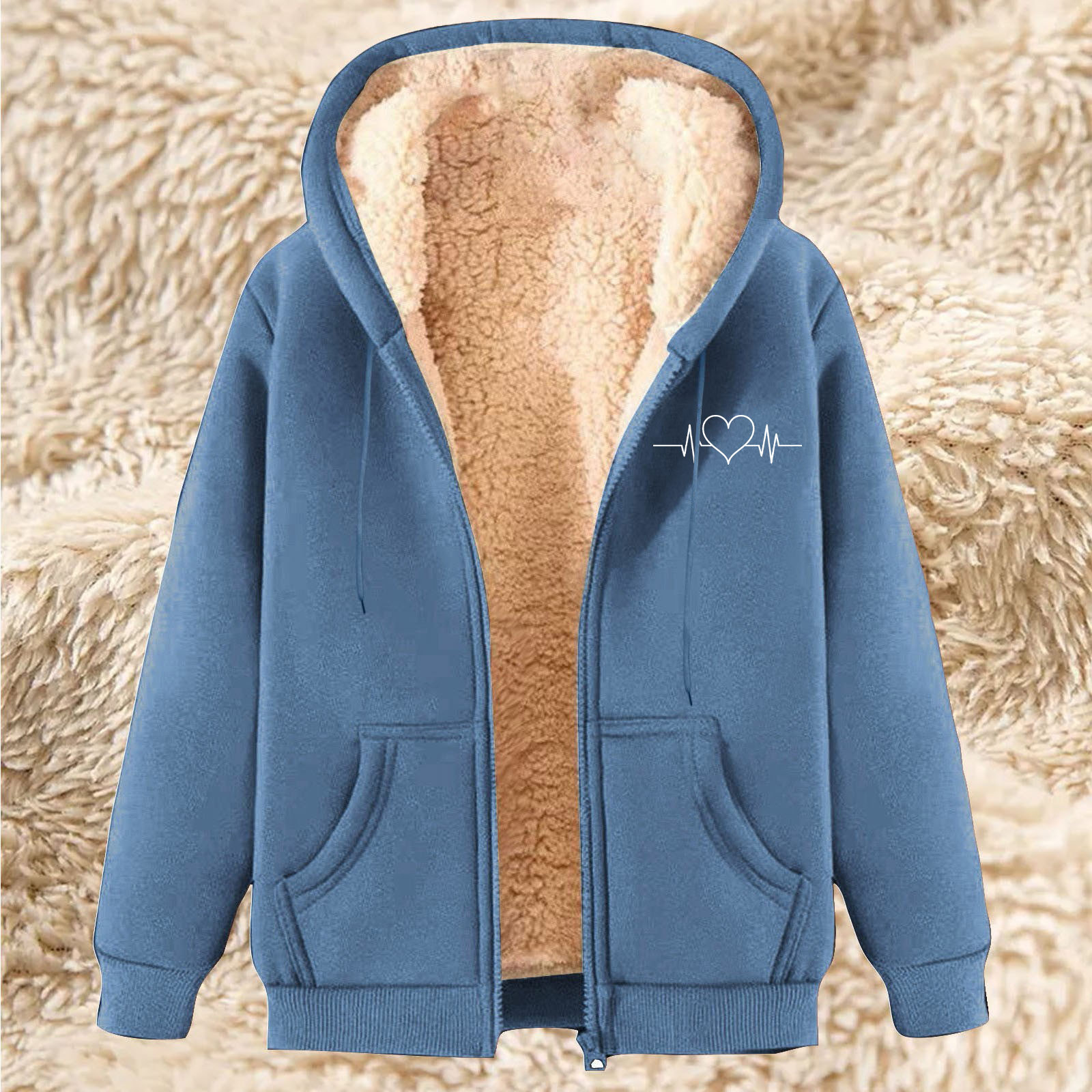 Men's Fleece Hoodie With Fleece Lining, Thick And Warm For Winter, Lamb Fleece For Autumn And Winter - Image 6