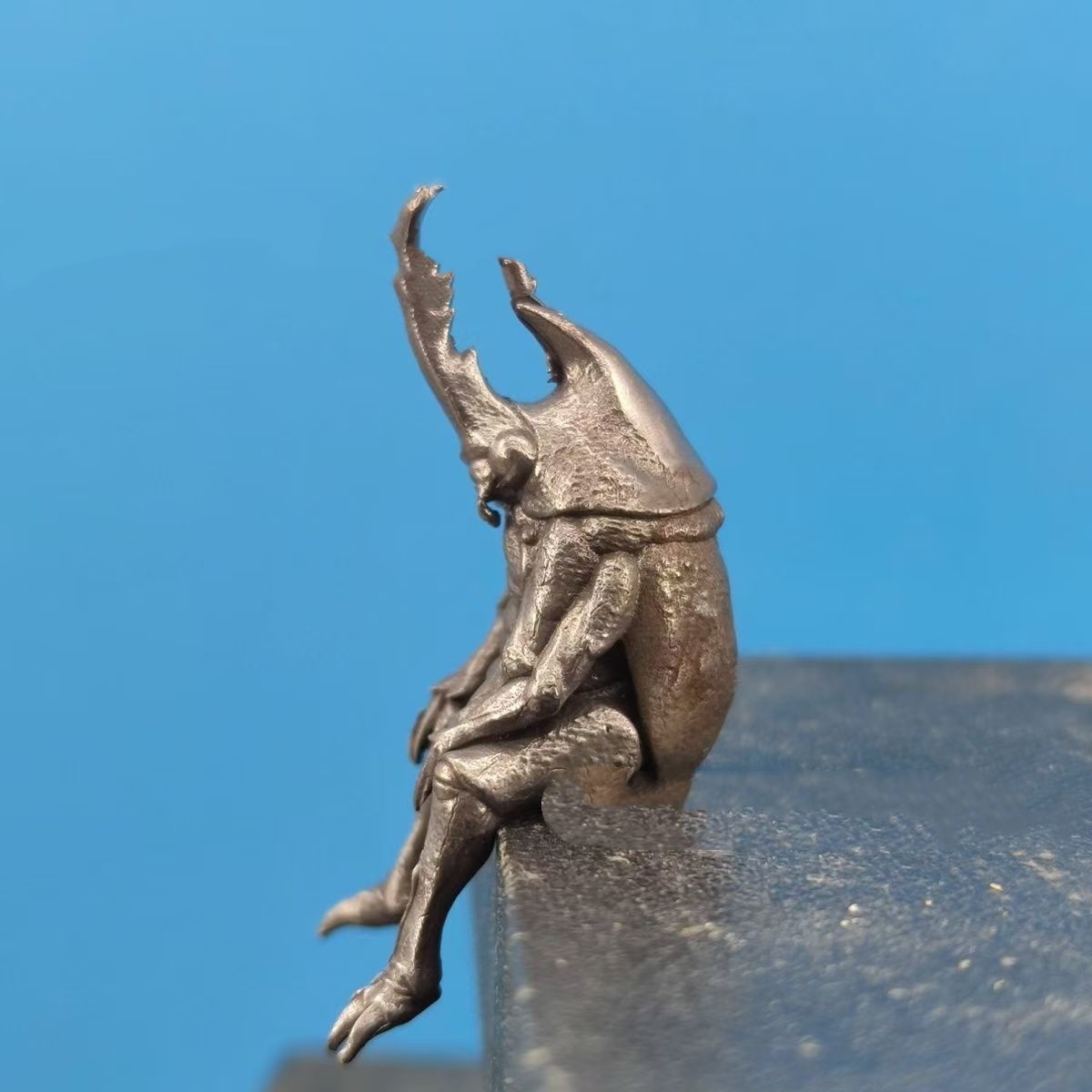 Brass antiqued stag beetle realistic simulation insect