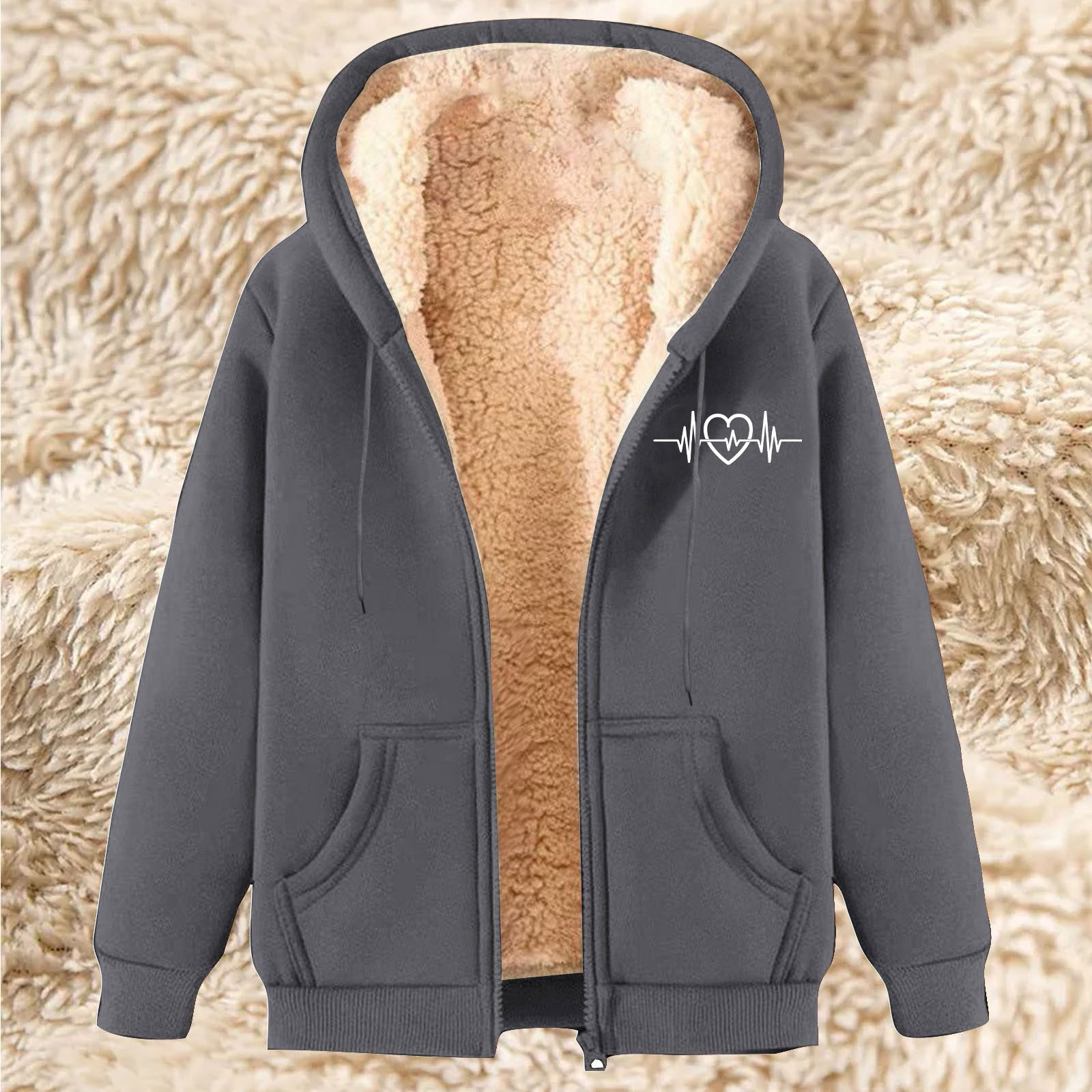 Men's Fleece Hoodie With Fleece Lining, Thick And Warm For Winter, Lamb Fleece For Autumn And Winter - Image 8