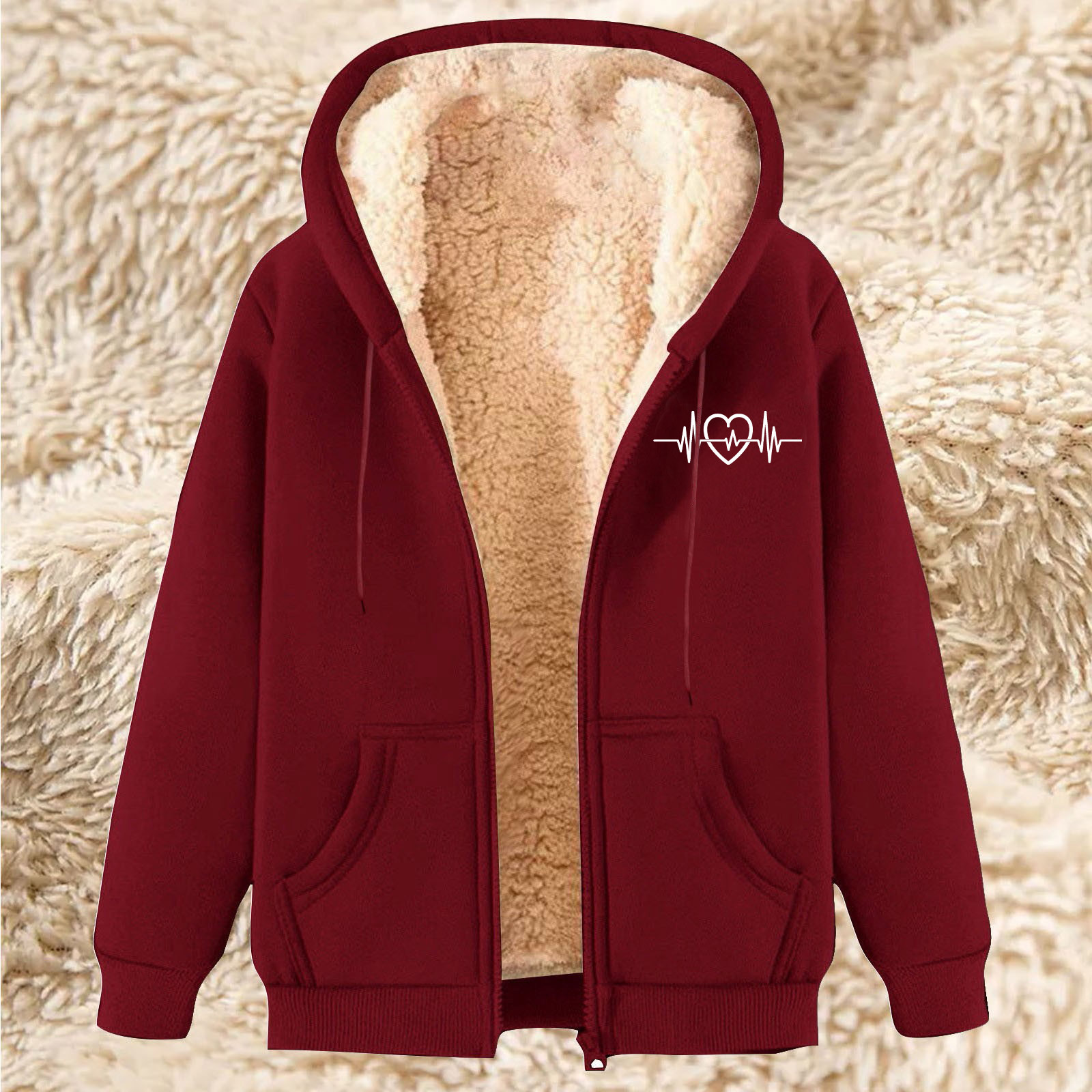 Men's Fleece Hoodie With Fleece Lining, Thick And Warm For Winter, Lamb Fleece For Autumn And Winter - Image 13