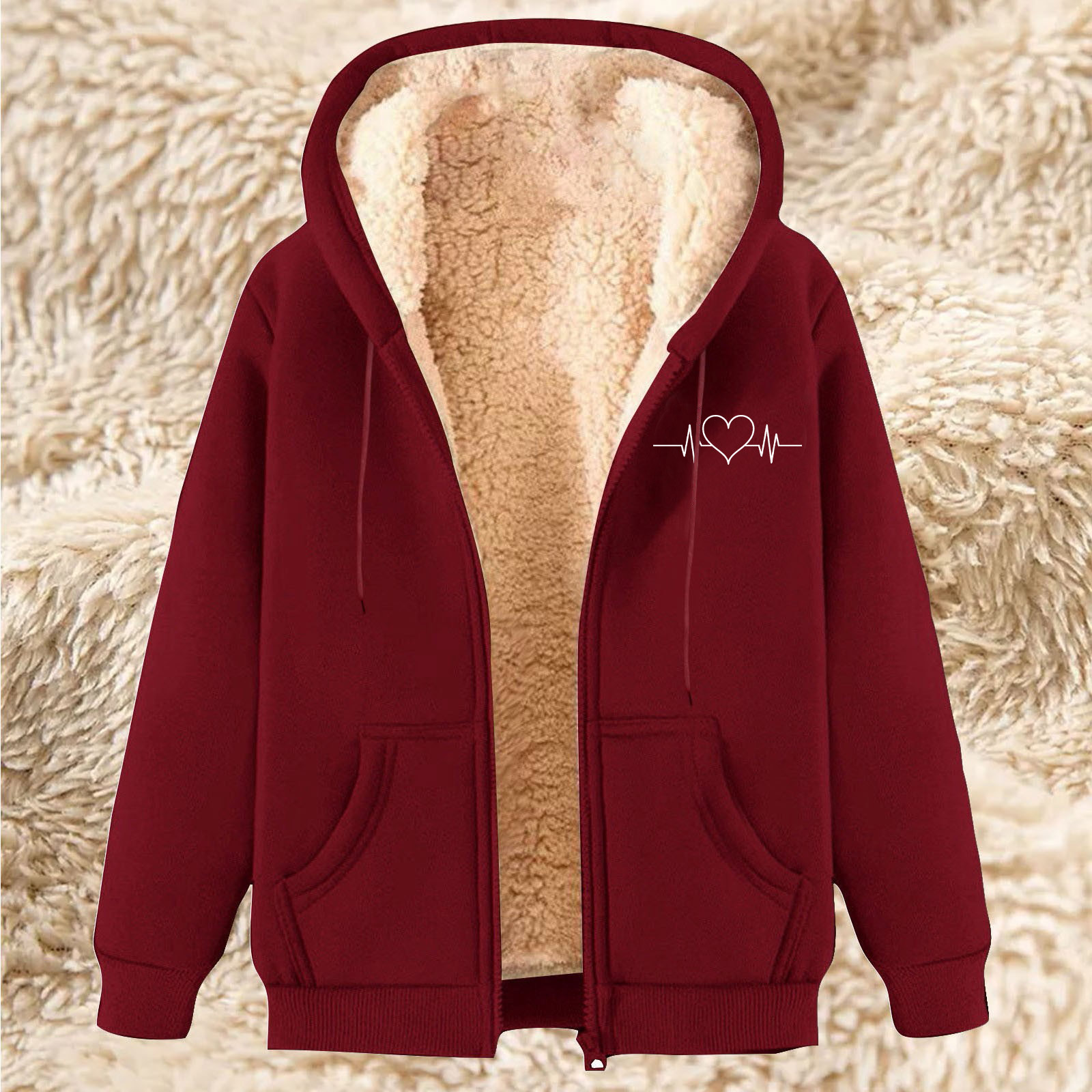 Men's Fleece Hoodie With Fleece Lining, Thick And Warm For Winter, Lamb Fleece For Autumn And Winter - Image 15