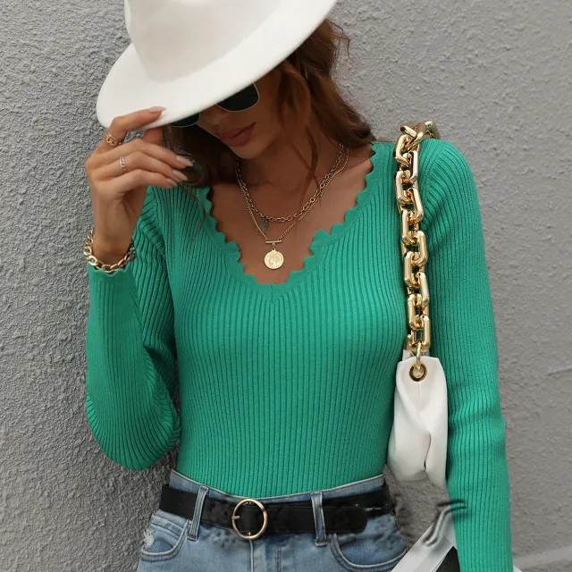 Loose Solid Color European And American Knitwear Women's Sweater Green - Shop at LoveMi