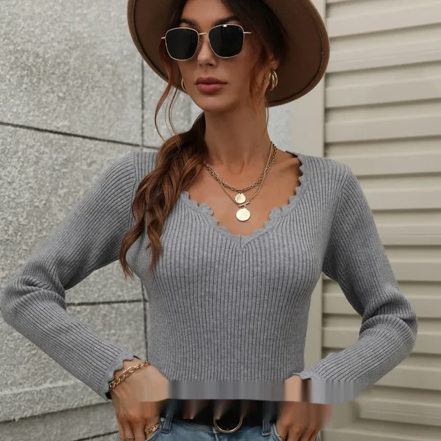 Loose Solid Color European And American Knitwear Women's Sweater Gray - Shop at LoveMi