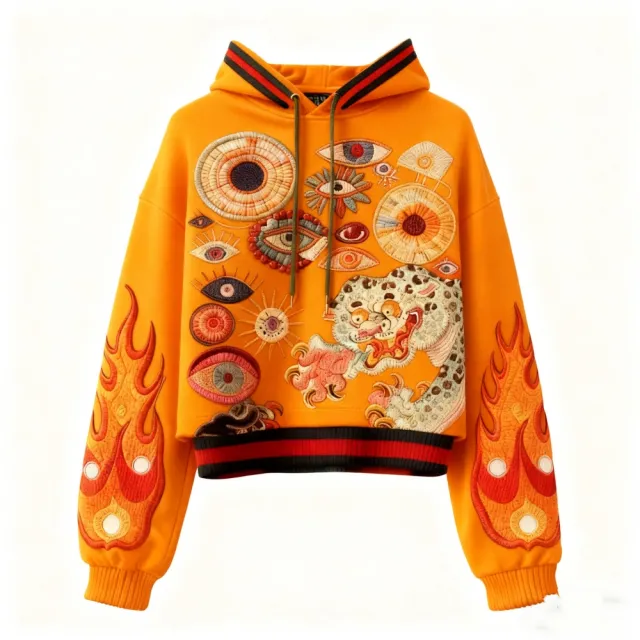 Printed Hoodie Abstract Pattern Hooded Couple Outfit Orange - Shop at LoveMi