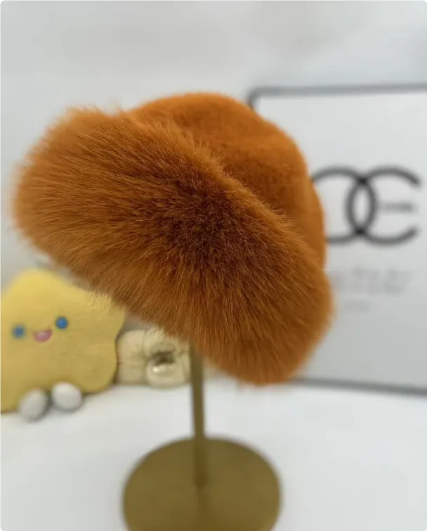 Plush Cold-proof Mink Fur Bucket Hat Warm - Orange