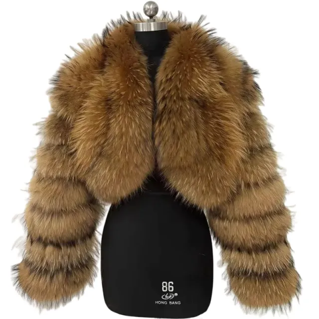 Short Stitching Winter Warm All matching Top Jacket Raccoon Fur - Shop at LoveMi