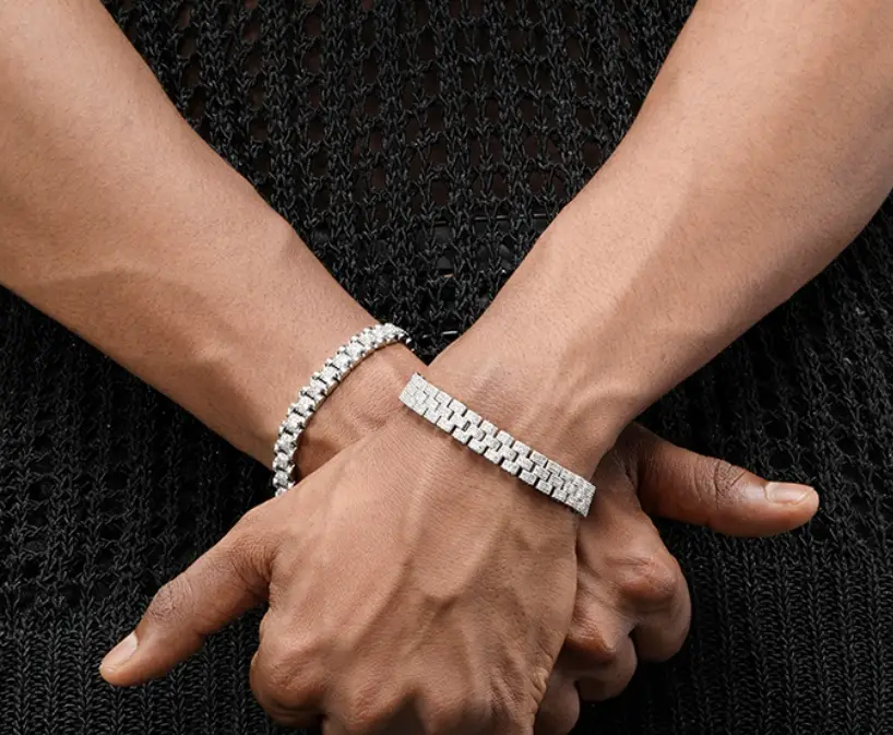 Platinum Plated Full Diamond Tennis Chain Bracelet