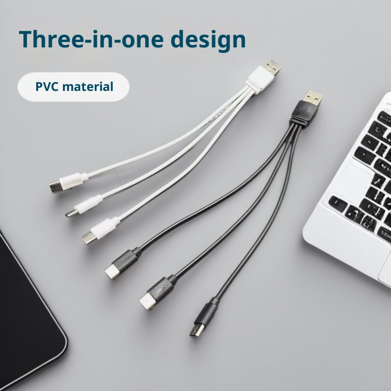 USB To Three Type-c Charging Cable Three-in-one Typec Data Line Pvc Battery Lithium Battery Usb Charging Cable