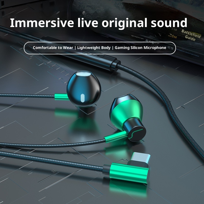 Gaming Headphones Wired In-ear Flat Port Round Hole Universal Earbuds Interface