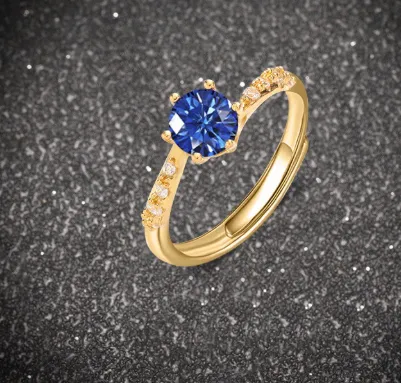 Women's Blue Deep Niche Light Luxury Open Ring Gold - Shop at LoveMi