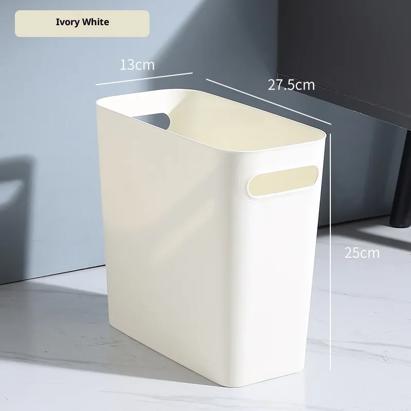 Bathroom Toilet Crevice Living Room Trash Can Household - Ivory White