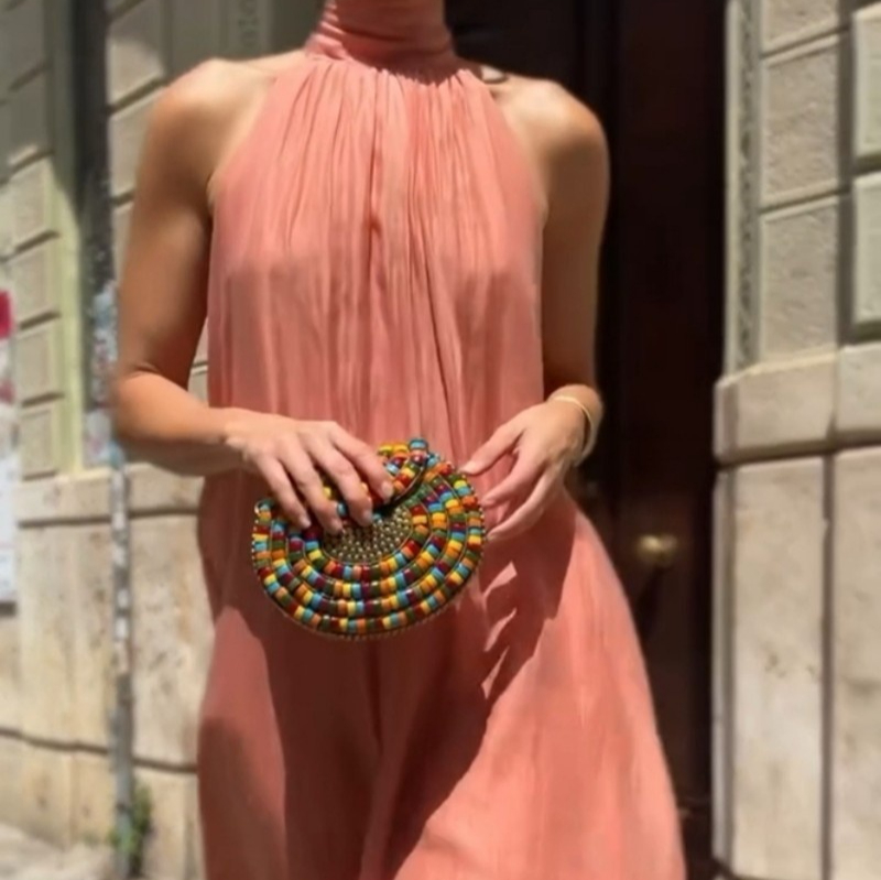 New Advanced Elegant Lady Style Tie Dress Simple Solid Color Red - Shop at LoveMi