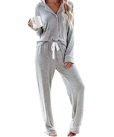 European And American Solid Color Long-sleeved Trousers - Grey