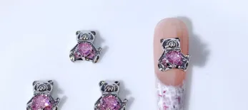 Zircon Nail Art Accessories Bow Heart Moon Irregular Multi category 04 Bear - Shop at LoveMi