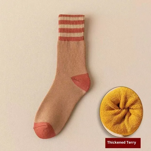 Women's Fleece lined Terry Socks Mid calf Middle Coffee Color - Shop at LoveMi