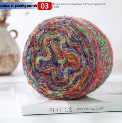 Irish Oil-painted Yarn Mohair Rainbow Yarn Large Loop