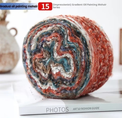 Irish Oil-painted Yarn Mohair Rainbow Yarn Large Loop