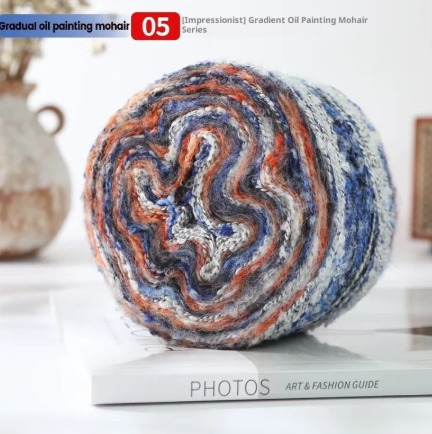 Irish Oil-painted Yarn Mohair Rainbow Yarn Large Loop