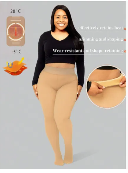 Black See-through Plus Size Women's Leggings - Skin Color
