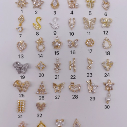 Swan Note Peach Heart Square Zircon Nail Art Jewelry