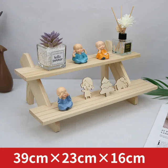 Multi layer Desktop Storage Wooden Stepped Shelf Natural Wood Color - Shop at LoveMi