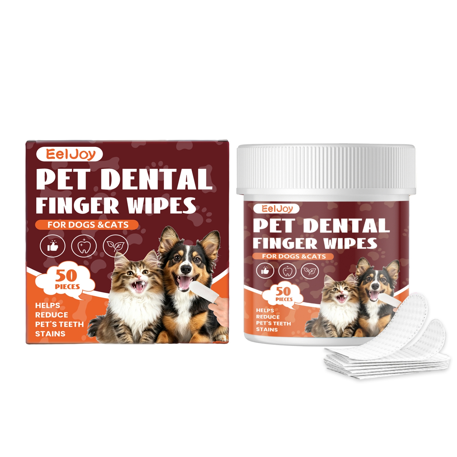 Lingettes dentaires doigtier chien chat — 50 pièces
