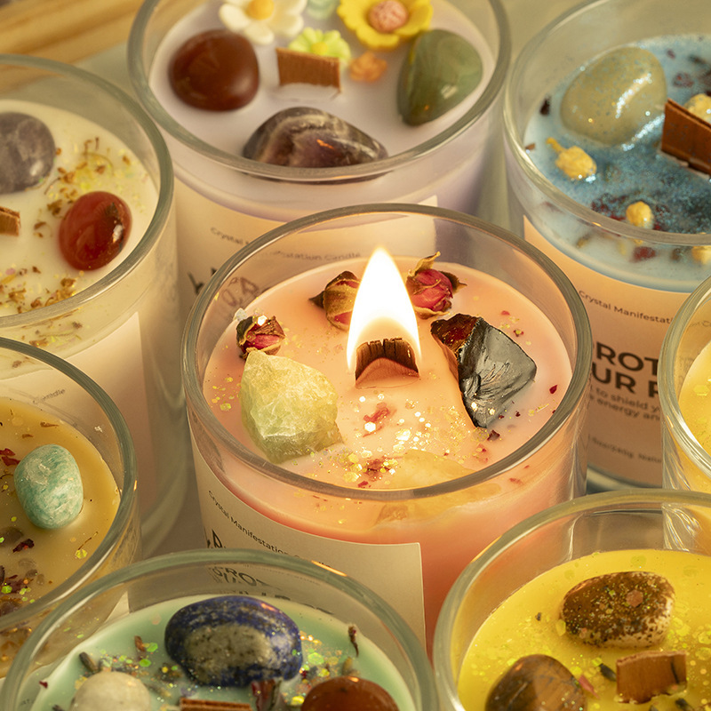 Soy Wax Manifestation Candle with Crystals