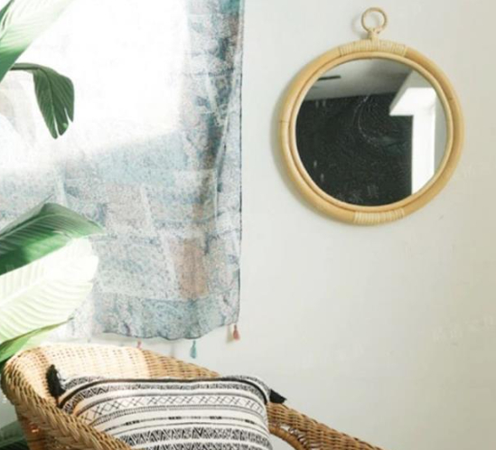 Round Vintage Rattan Korean Handmade Makeup Mirror 7
