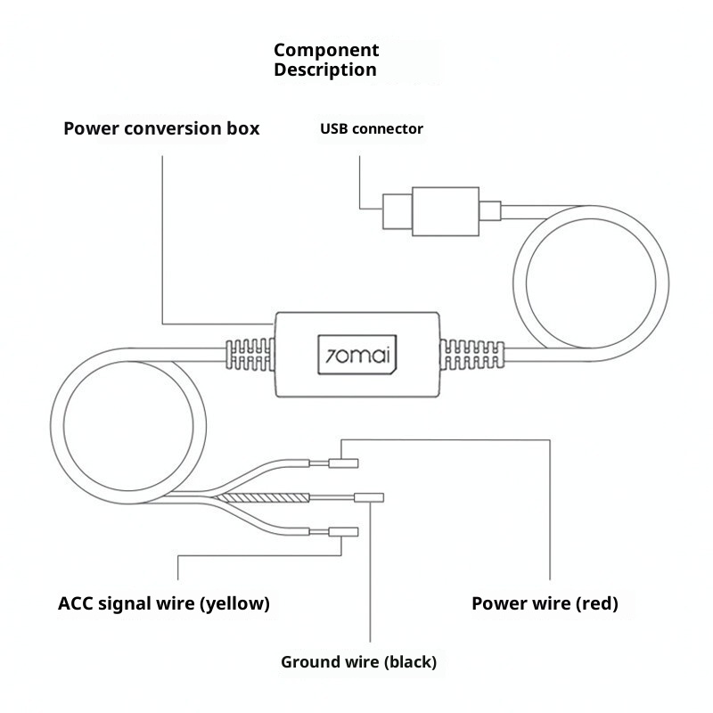Dash Cam Smart Rearview Mirror 24-hour Parking Monitoring Cable 70mai Universal