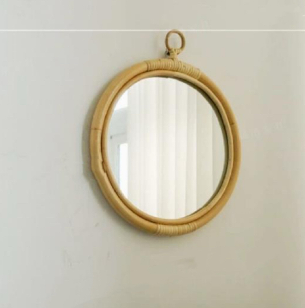 Round Vintage Rattan Korean Handmade Makeup Mirror 5