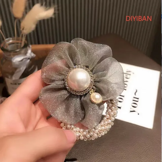 Delicate Pearl Flower Ball Hair Circle Grey - Shop at LoveMi