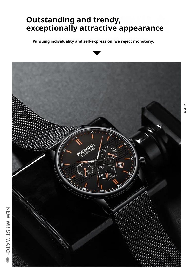 Poedagar P365 Waterproof Luminous Multifunctional Sports Quartz Watch for Men