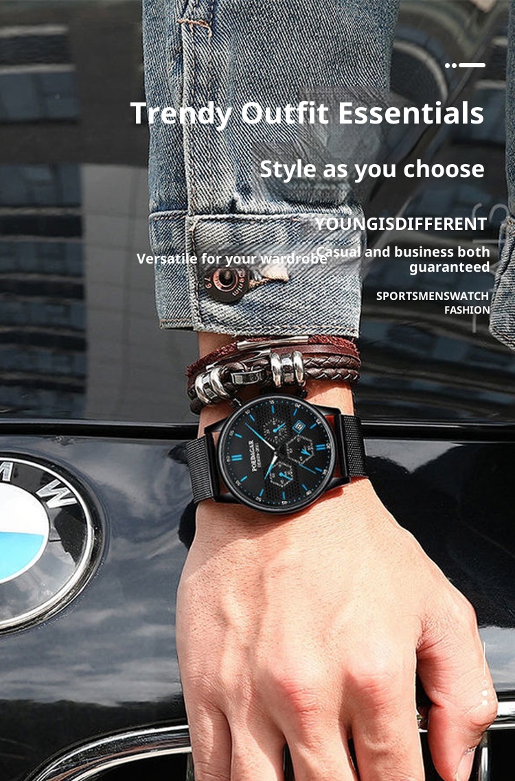 Poedagar P365 Waterproof Luminous Multifunctional Sports Quartz Watch for Men