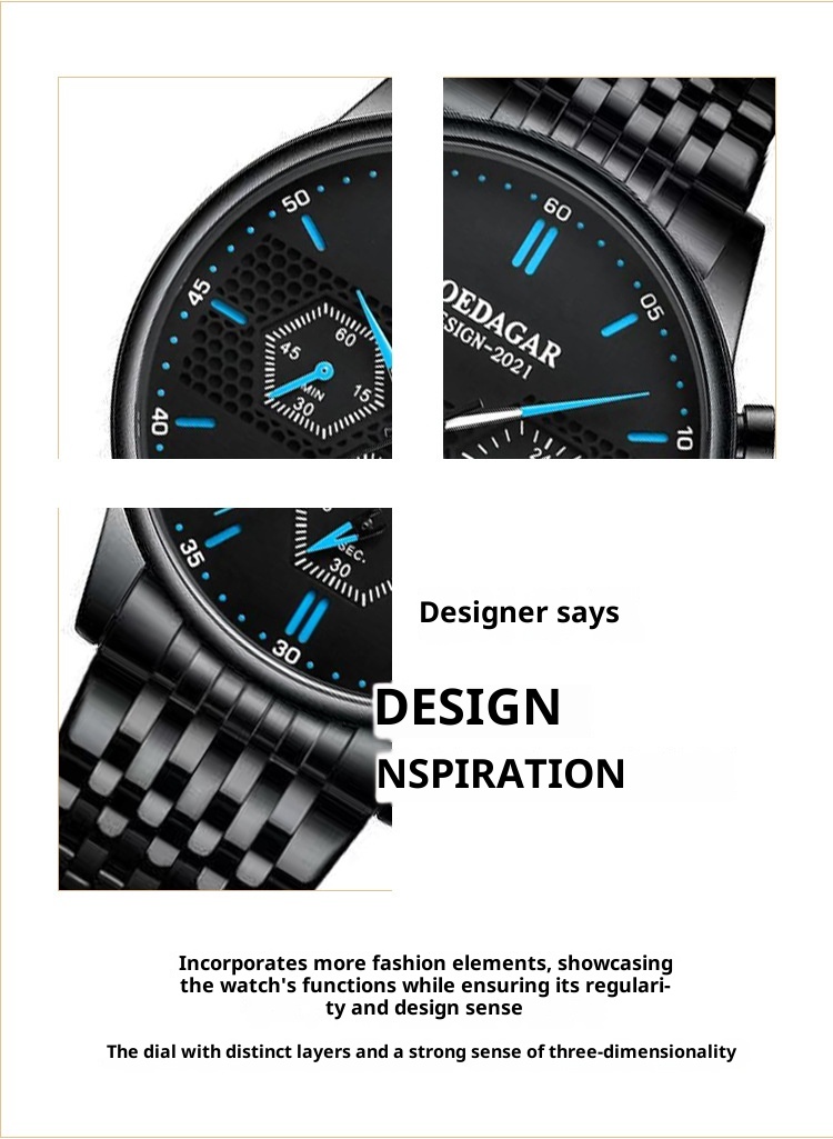 Poedagar P365 Waterproof Luminous Multifunctional Sports Quartz Watch for Men