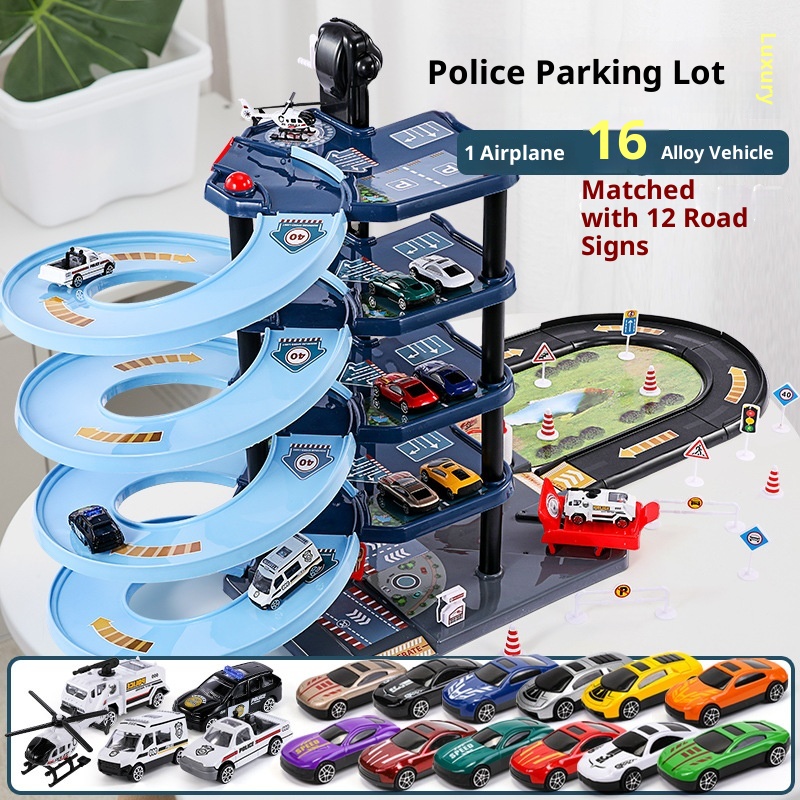 Children's Alloy Car Parking Building Multi-layer Lifting Track