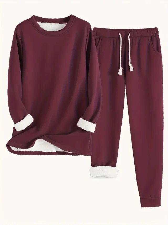 Women's Everyday Comfort Lounge Set Burgundy - Shop at LoveMi