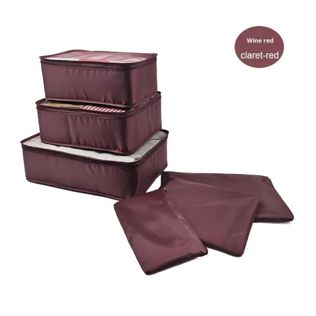 Large Capacity Six piece Set Portable Storage Bags For Clothes Classification Burgundy - Shop at LoveMi