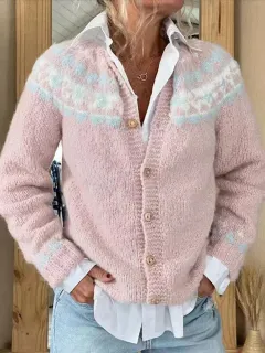 Cardigan Color-blocked Loose-fitting Fashionable Knitwear - 8975 - View 1