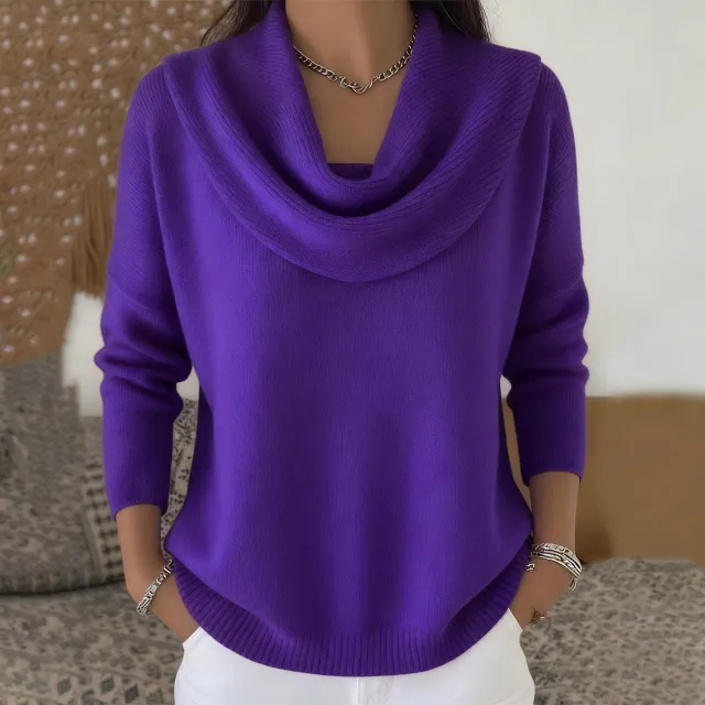 Autumn And Winter New Solid Color Long sleeved Sweater Purple - Shop at LoveMi