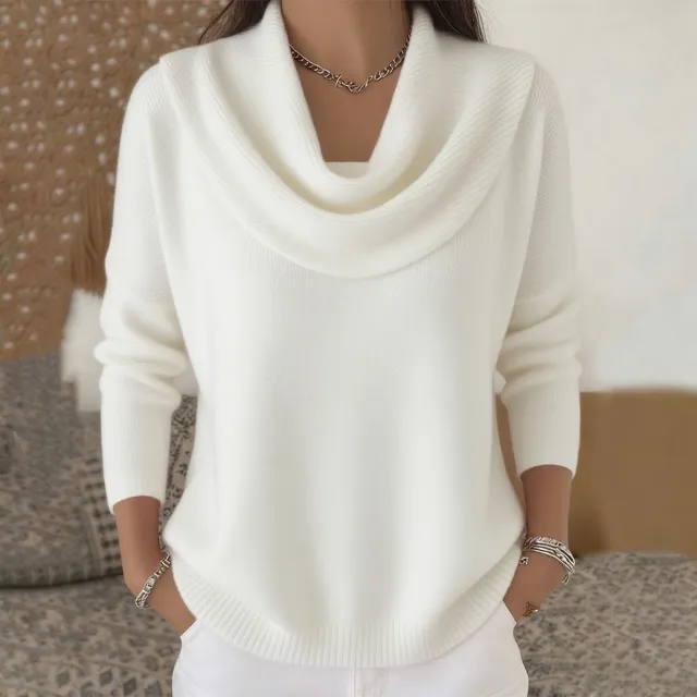 Autumn And Winter New Solid Color Long sleeved Sweater White - Shop at LoveMi