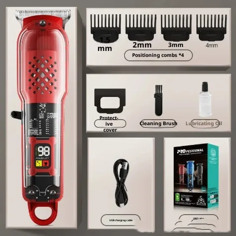 Transparent Hair Barber Shop Dedicated Professional Barber Shop Electric Clipper Red - Shop at LoveMi