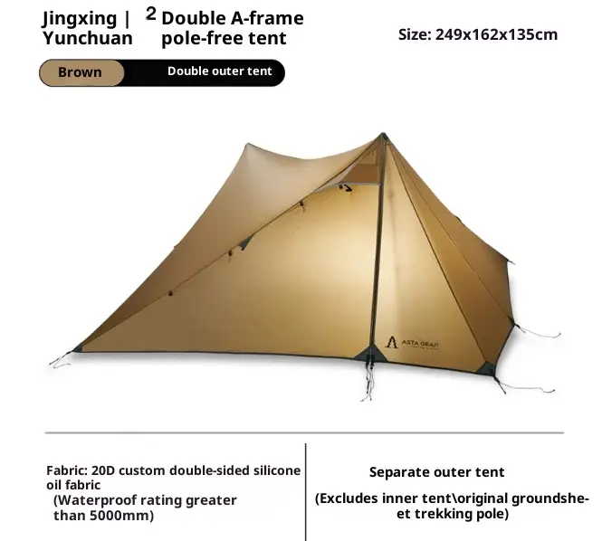 Double-sided Silicone-coated Double A-pole Free-standing Tent 15D Ultra-lightweight Stormproof
