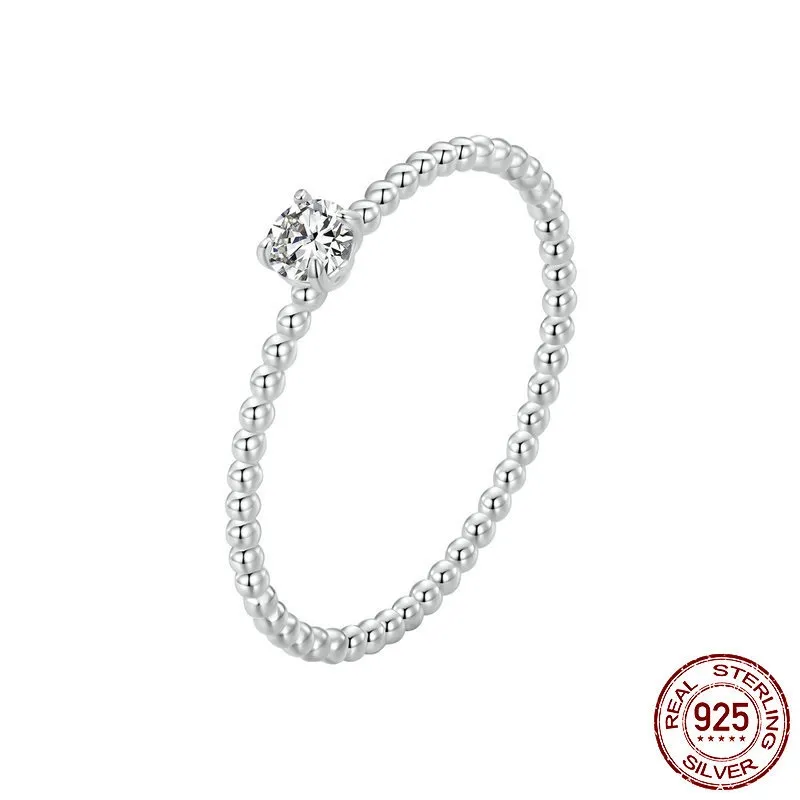 S925 Sterling Silver Platinum-plated Minimalist Women's Ring - Msr046 With Certificate