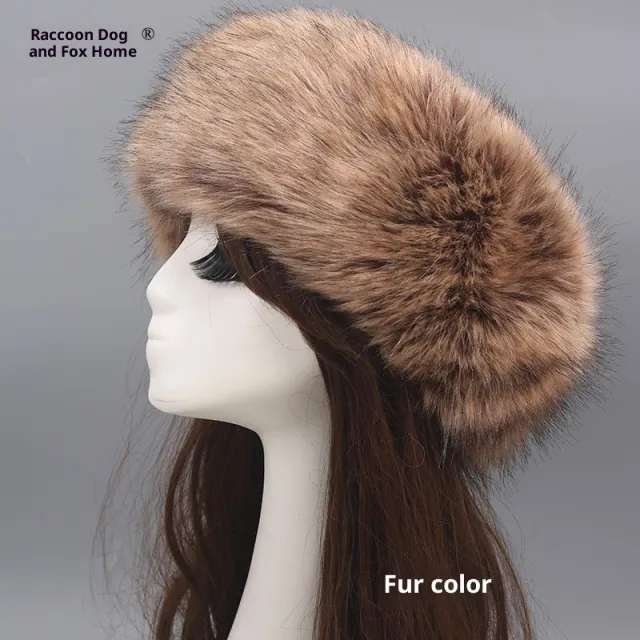Elastic Faux Fur Fox Fur Headband For Women Fur Color Top Cuft Hair Band - Shop at LoveMi