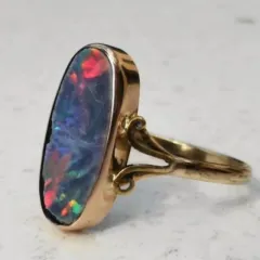 Retro Style Geometric Ring Inlaid Colour Abalone Shell Personality Alloy Ring - Gold - View 1
