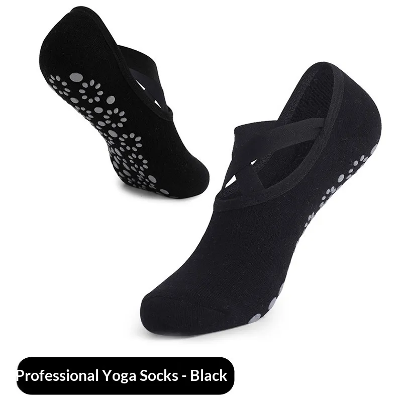 Indoor Fitness Silent Pilates Women's Professional Anti-slip Dance Socks - Black