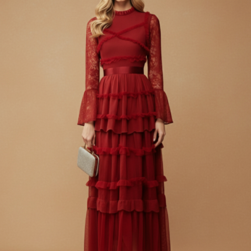 Red Embroidered Lace Dress Red - Shop at LoveMi